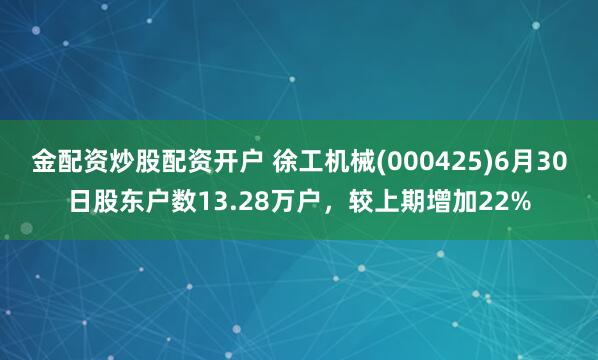 金配资炒股配资开户 徐工机械(000425)6月30日股东户数13.28万户，较上期增加22%